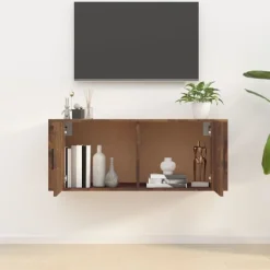 vidaXL Tv-Bänkar>Väggmonterad tv-bänk rökfärgad ek 100x34,5x40 cm