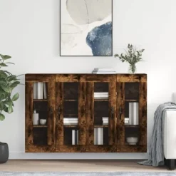 vidaXL Skåp>Väggmonterade skåp 2 st rökfärgad ek konstruerat trä