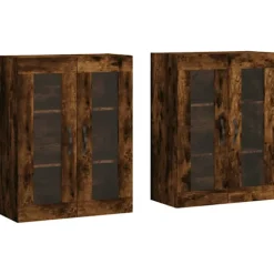 vidaXL Skåp>Väggmonterade skåp 2 st rökfärgad ek konstruerat trä