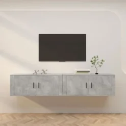 vidaXL Tv-Bänkar>Väggmonterade tv-skåp 2 st betong 100x34,5x40 cm