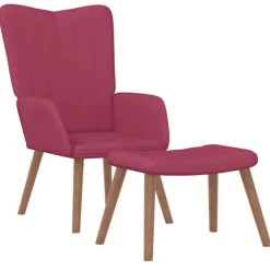 vidaXL Fåtöljer>Vilstol med fotpall vin sammet