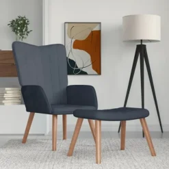 vidaXL Fåtöljer>Vilstol med fotpall mörk sammet