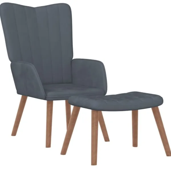 vidaXL Fåtöljer>Vilstol med fotpall mörk sammet