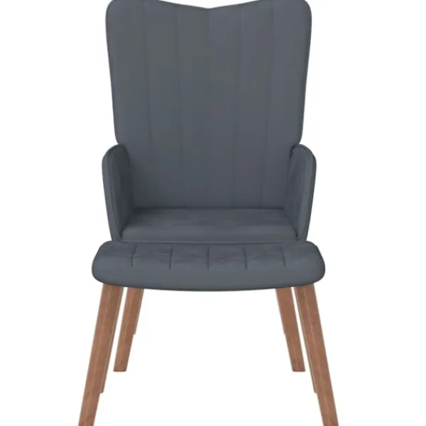 vidaXL Fåtöljer>Vilstol med fotpall mörk sammet