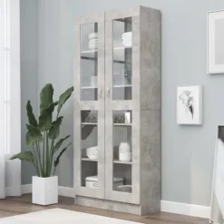 vidaXL Skåp>Vitrinskåp betong 82,5x30,5x185,5 cm konstruerat trä