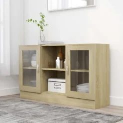 vidaXL Skåp>Vitrinskåp sonoma-ek 120x30,5x70 cm konstruerat trä
