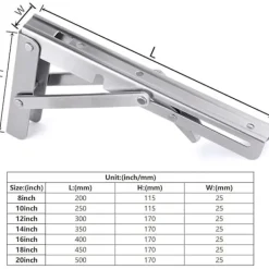 Hyllor>Vikbar fyrkantig 400 mm vikbart rostfritt stålfäste fyrkant för vägg Etagere 2 stycken