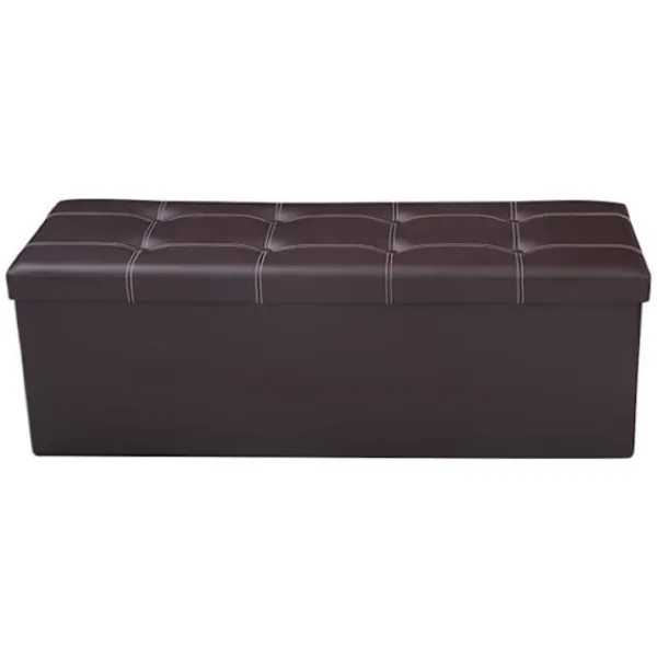 COSTWAY Sittpuffar>Vikbar ottomansk kubpall Bänk Bröstförvaringslåda 114x38x38