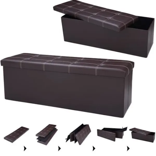COSTWAY Sittpuffar>Vikbar ottomansk kubpall Bänk Bröstförvaringslåda 114x38x38