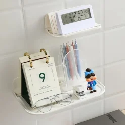 Hyllor>Vikbar Vägghylla Punch-Fri Väggmonterad Plast Flytande Hylla Vit S