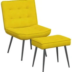 vidaXL Fåtöljer>Vilstol med fotpall gul sammet