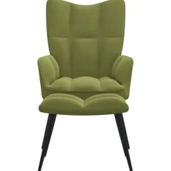vidaXL Fåtöljer>Vilstol med fotpall ljusgrön sammet