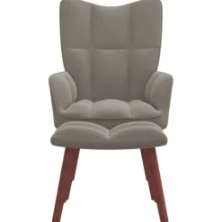 vidaXL Fåtöljer>Vilstol med fotpall ljusgrå sammet