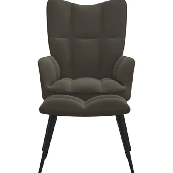 vidaXL Fåtöljer>Vilstol med fotpall mörkgrå sammet