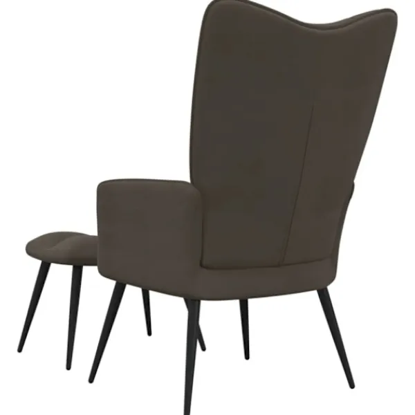 vidaXL Fåtöljer>Vilstol med fotpall mörkgrå sammet