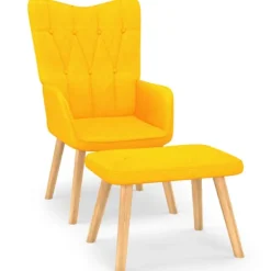 vidaXL Fåtöljer>Vilstol med fotpall senapsgul tyg