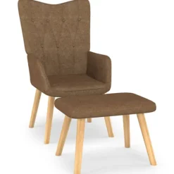 vidaXL Fåtöljer>Vilstol med fotpall taupe tyg