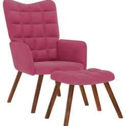 vidaXL Fåtöljer>Vilstol med fotpall vinröd sammet