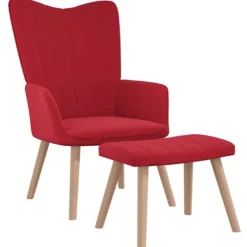 vidaXL Fåtöljer>Vilstol med fotpall vinröd sammet