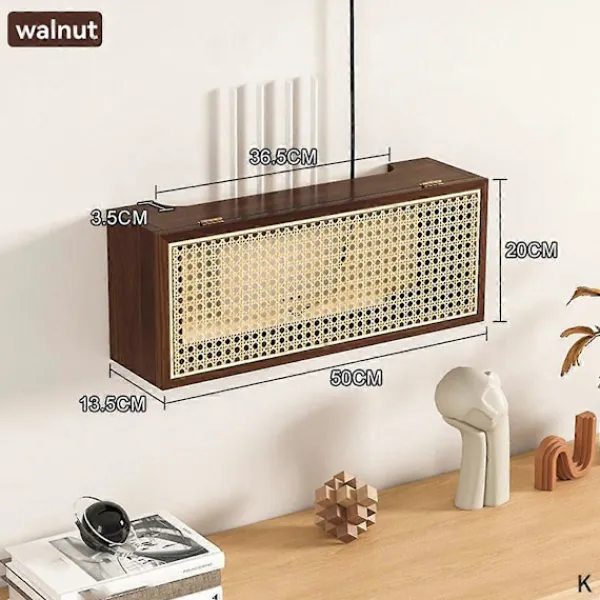 FJORD Kistor & Koffertar>Vintage Massivt Trä Rattan Trådlös Router Förvaringslåda Väggmonterad