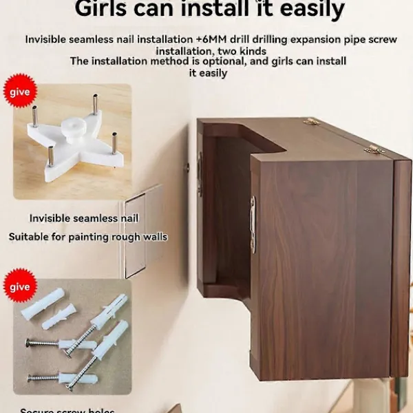 FJORD Kistor & Koffertar>Vintage Massivt Trä Rattan Trådlös Router Förvaringslåda Väggmonterad