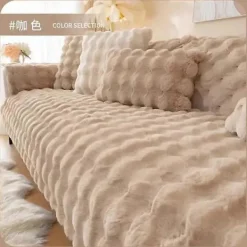 Soffor>Vinter Tjockare Soffkudde Lång Plysch Mjuk Handduk 2 3 Sits Anti-Slip Pall L Sofföverdrag Tyg Soffa Heminredning kaffe 70x70cm 1cps
