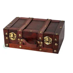 VINTIQUEWISE Kistor & Koffertar>- QI003053 - Vintage-liknande resväska med remmar, Antik Körsbär, Liten, 20,32 x 12,7 x 7,65 cm