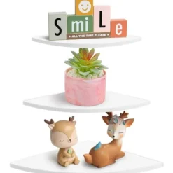 Hyllor>Vit hörnhylla vägghylla flytande hörnhylla med 3 nivåer vägghylla väggförvaringshyllor hohold möbler skrivbordsdekoration 5 kg och