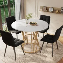 Matbord>Vit med metallben (1 st), köksbord, robust metallram, modern marmor - Eller matbord