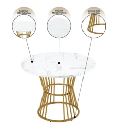 Matbord>Vit med metallben (1 st), köksbord, robust metallram, modern marmor - Eller matbord