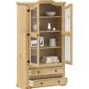 vidaXL Skåp>Vitrinskåp med glasdörrar Corona 99x43x187 cm massiv furu