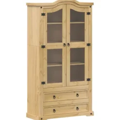 vidaXL Skåp>Vitrinskåp med glasdörrar Corona 99x43x187 cm massiv furu