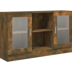 vidaXL Sideboards>Vitrinskåp rökfärgad ek 120x30,5x70 cm konstruerat trä