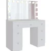 BellaFurn Sminkbord>Vitt sminkbord - toalettbord - LED -belysning, USB -portar