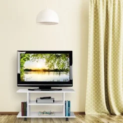 B2X Tv-Bänkar>Vitt tv-skåp på hjul