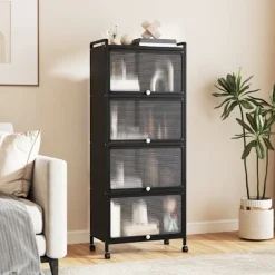 COSTWAY Hyllor>5-vånings kökshylla med 4 infällbara PC-dörrar - - - Metall - 60 x 32 x 154 cm