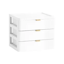 Byråer>3-vånings skrivbordsarrangör, låda, badrumstillbehör, förvaringslåda, kosmetisk sminkhållare, arrangör (vit)