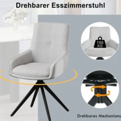 Matgrupper>Vridbara stolar för matsal grå – Designade & extra vadderade – Höjdjusterbara fotstöd – Perfekt för köksbord