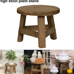 LBSS Pallar>Växtställ i trä Planthållare Pall Multifunktionell Display Heminredning för blomkruka Rund 17,8*17,8*15cm