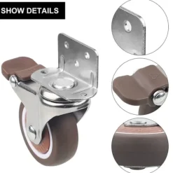 Småbord>4x Hjul - 25 mm för möbler Små länkhjul med broms