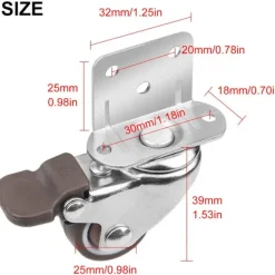 Småbord>4x hjul - 25 mm för möbler, små svängbara hjul med broms en-FF-