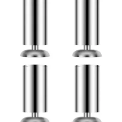 Köksö>4X Möbelben, Rostfria Köksbänkskåp Benfötter Runda Ben - Gummimatta - Säkra och Tysta 50 x 80mm