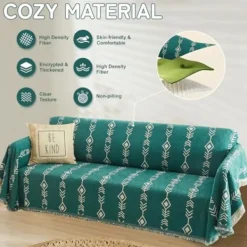 Soffor>180x130cm Boho Soffaöverdrag Mörkgrön Chenille Soffaöverdrag Form Soffaöverdrag Vit Geometrisk Sektions Soffaöverdrag