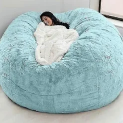 NICEGOU Sittsäckar>(180x90cm-snöblå) Lazy Soffa Sittsäck Konstgjord Päls Sittsäck (endast sittsäckar)