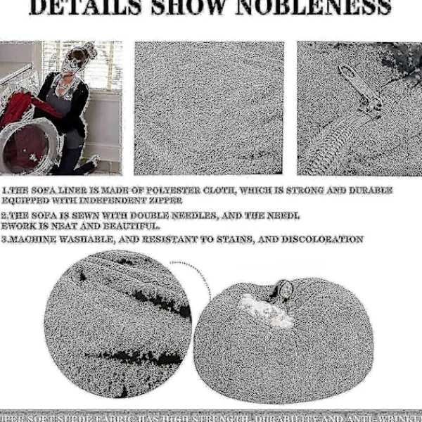 NICEGOU Sittsäckar>(180x90cm-snöblå) Lazy Soffa Sittsäck Konstgjord Päls Sittsäck (endast sittsäckar)