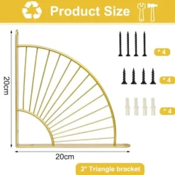 Hyllor>XJ 2-pack hyllkonsoler i fläktform guld, hyllkonsol vägg