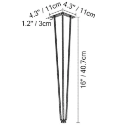 Småbord>{xj}Hårnålsbordsben 40 cm, Set med 4 DIY-bordsben 3 stänger kraftiga