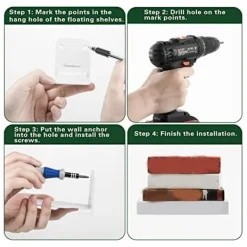 Hyllor>XJ-6st Flytande Bokhylla Kraftig Osynlig Flytande Bokhyllor För Vägg Utrymmesbesparande, Järnplåt Metall