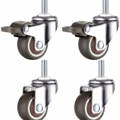 Stolar>XVX Set med 4 små möbelhjul - 25 mm - Mjukt gummi TPE - M6 x 15 mm - Gänga (2 delar med broms) (25 mm)