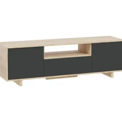 Tv-Bänkar>ZAIRA TV-skåp - Antracit och ek melamin - 3 dörrar - L150 x D41 x H46 cm